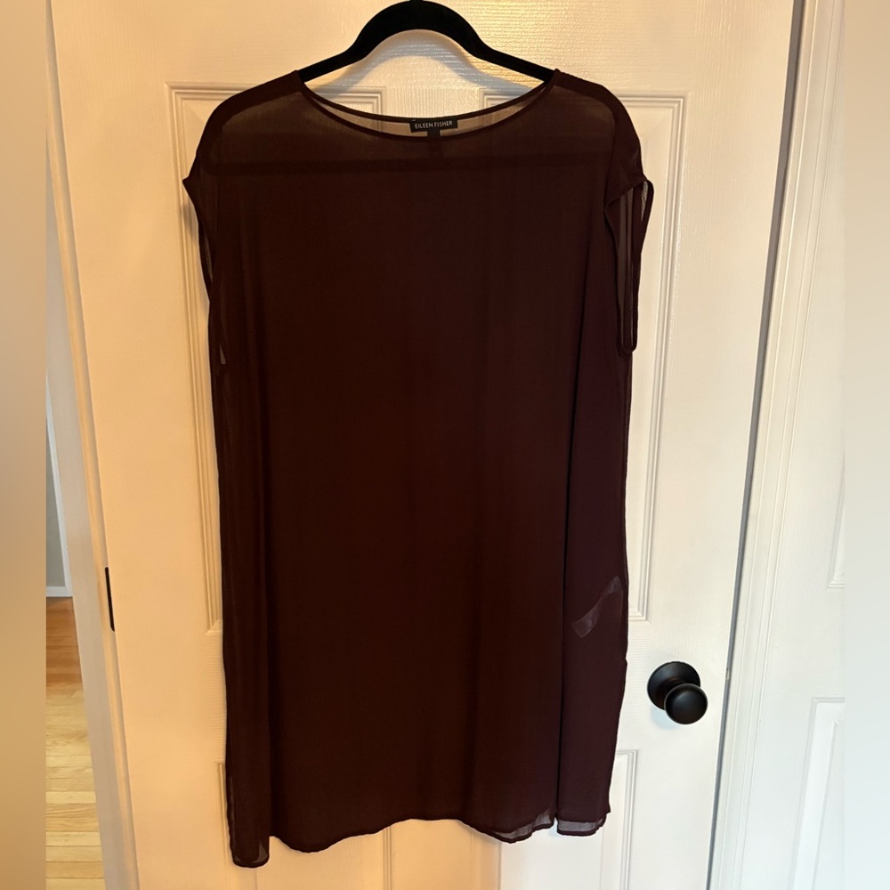 Eileen Fisher Sheer Silk Plum Tunic Top